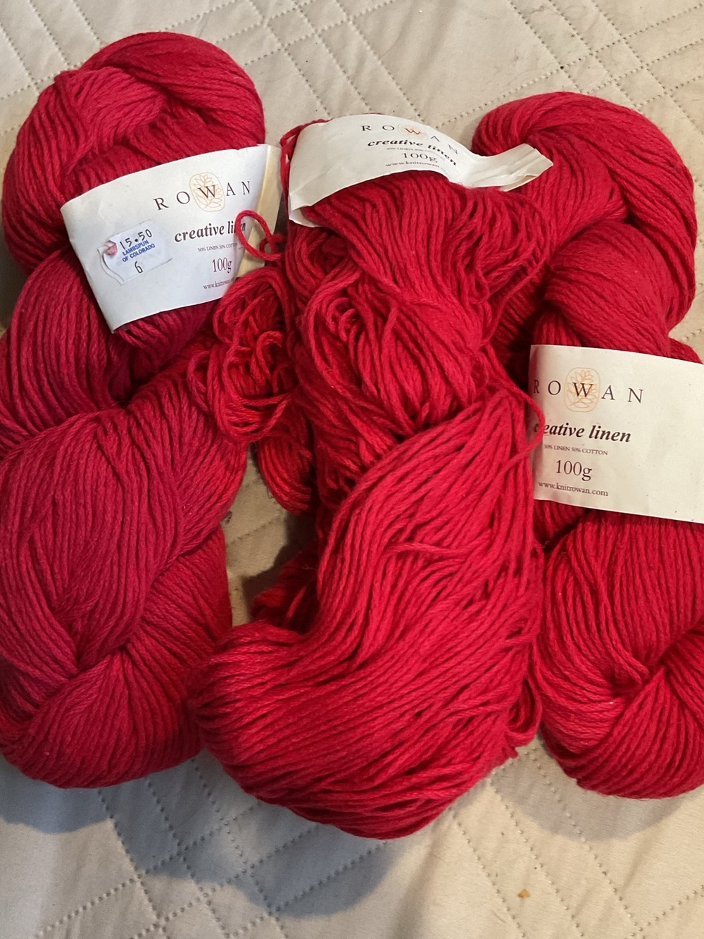 Creative Linen Yarn - Vibrant Red Skein